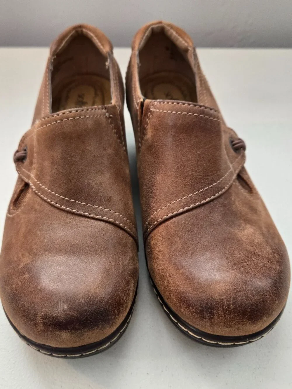 Softspots Women's 7.5W Leather Brown Slip On Ankle Bootie